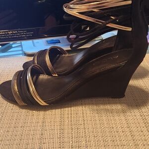 Aldo Black and Gold Women's Heels